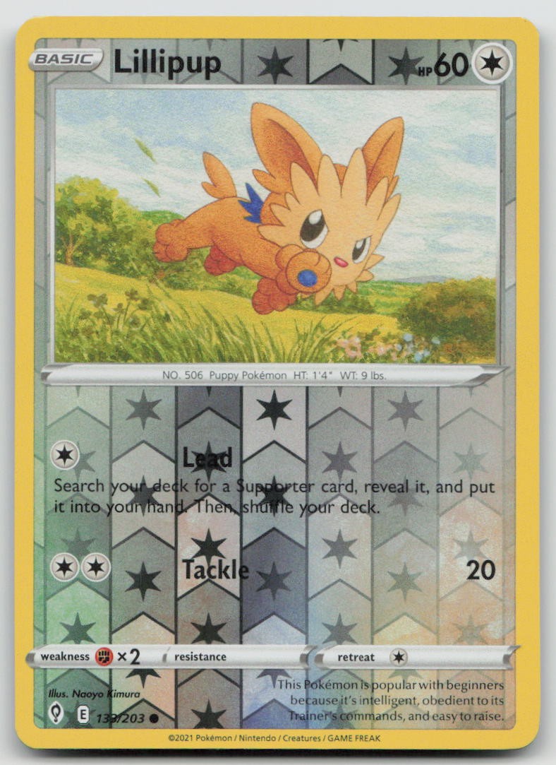 Lillipup 133/203 Common Evolving Skies Pokemon Reverse Holo Near Mint