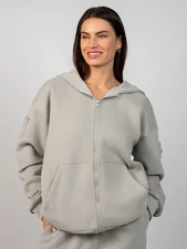 COMFRT Travel Essentials Zip Hoodie in Stone - Size 3XL