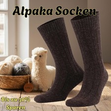 2 Paar Alpaka Wollsocken – Kuschelig, Warm, Natur, Schlaf & Thermosocken TOP