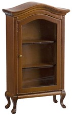 Puppenstube französischer Stil Porzellan Vitrine Nussbaum Esszimmer Möbel 1:12