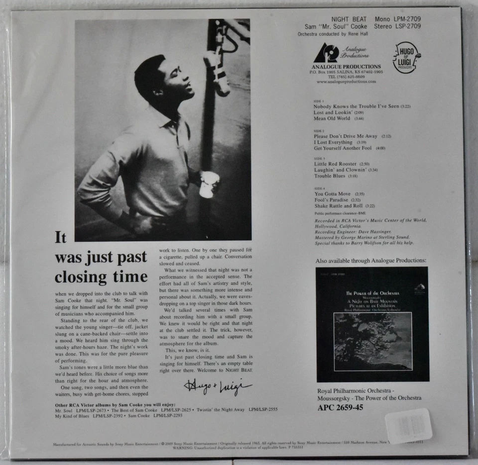 ANALOGUE PRODUCTION STEREO APP 2709-45 SAM COOKE "Night Beat" 180g 45rpm #2LP SS Foto 2 de 2