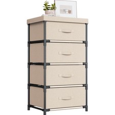 Kommode mit Schubladen, Stoffkommode mit 4 Schubladen, Aufbewahrungsschrank f...