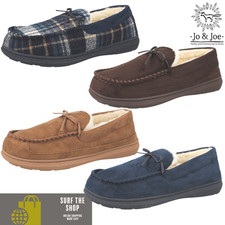 Mens Faux Suede Soft Fleece Lined Moccasin Full Slippers by Jo & Joe