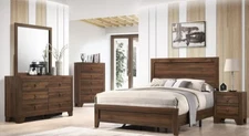 Crown Mark Millie Panel Bedroom Set with Chest in Rich Cherry Brown Finish
