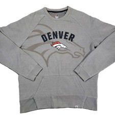 Majestic Mens L Denver Broncos Long Crewneck Sleeve Sweater Pullover Sweatshirt