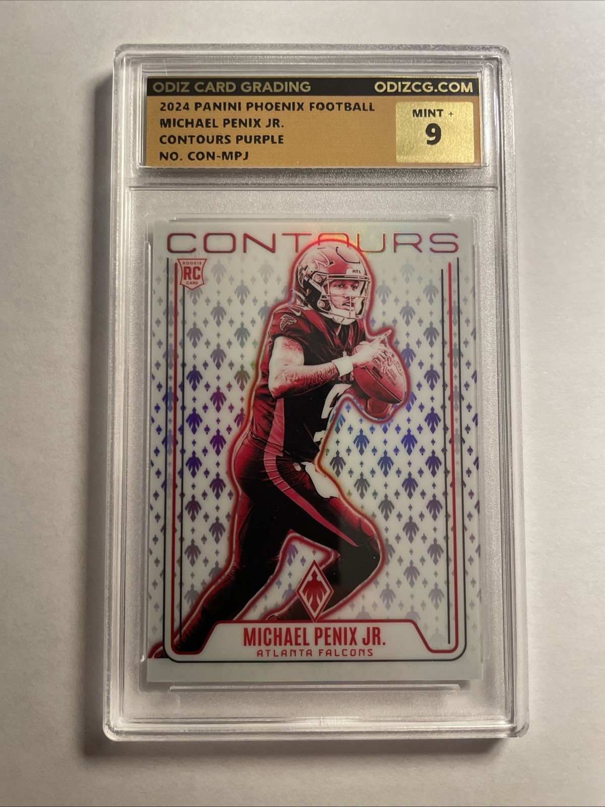 2024 Panini Phoenix Michael Penix Jr. Purple Contours # CON-MPJ OCG 9 Rookie RC
