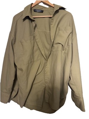 Primark Button-Up Cotton Shirt Green Long Sleeve Collared Men's L