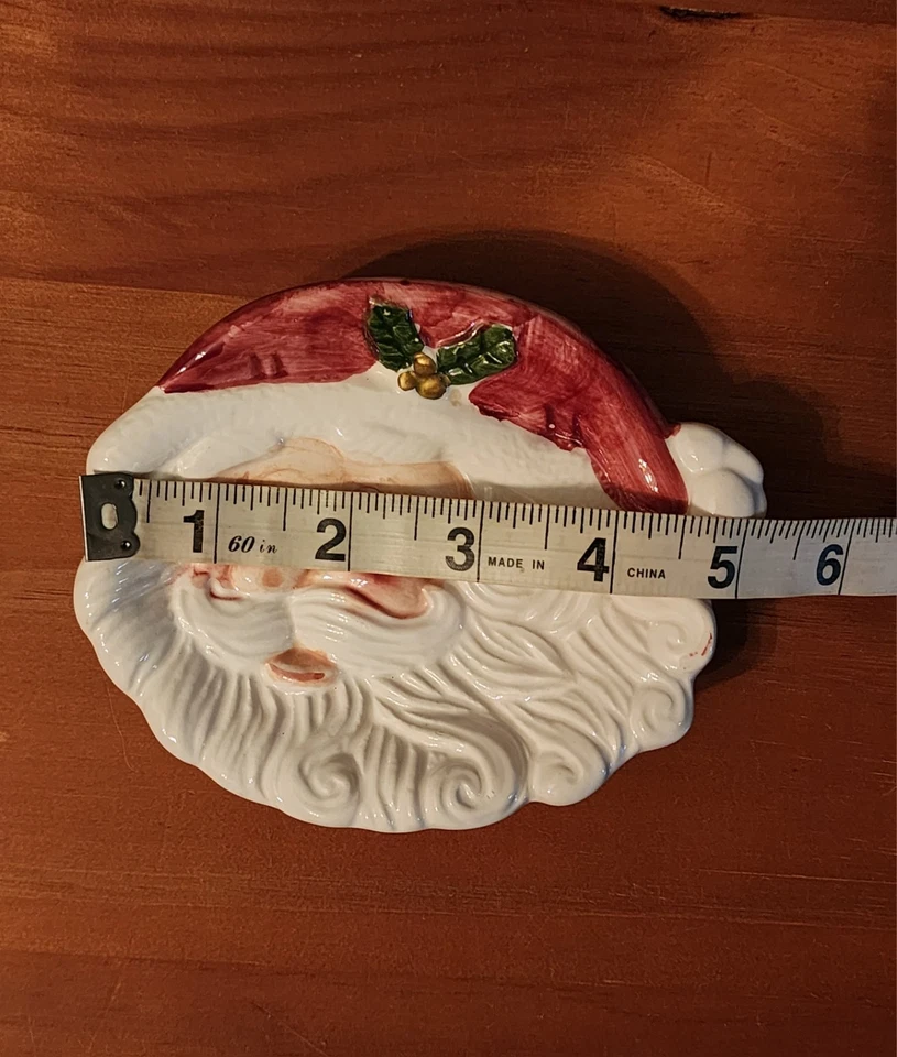 Jabonera de baño de cocina de Papá Noel de cerámica roja navideña Foto 2 de 3