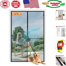 Luxury Gray Magnetic Screen Door Mesh for 36"x78" Entry - Pet Friendly Design