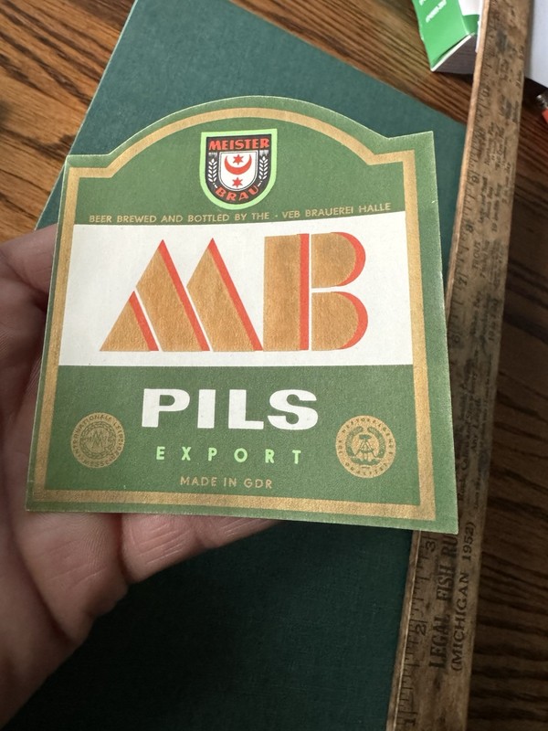 Old East Germany GDR Beer Bottle Label Meiser Brau Large Size Unused MB PILS