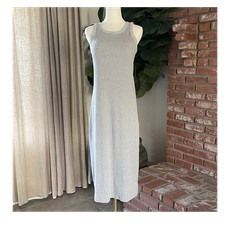 Uniqlo Women’s L Gray Sleeveless Ribbed Knit Stretch Bodycon Maxi Dress