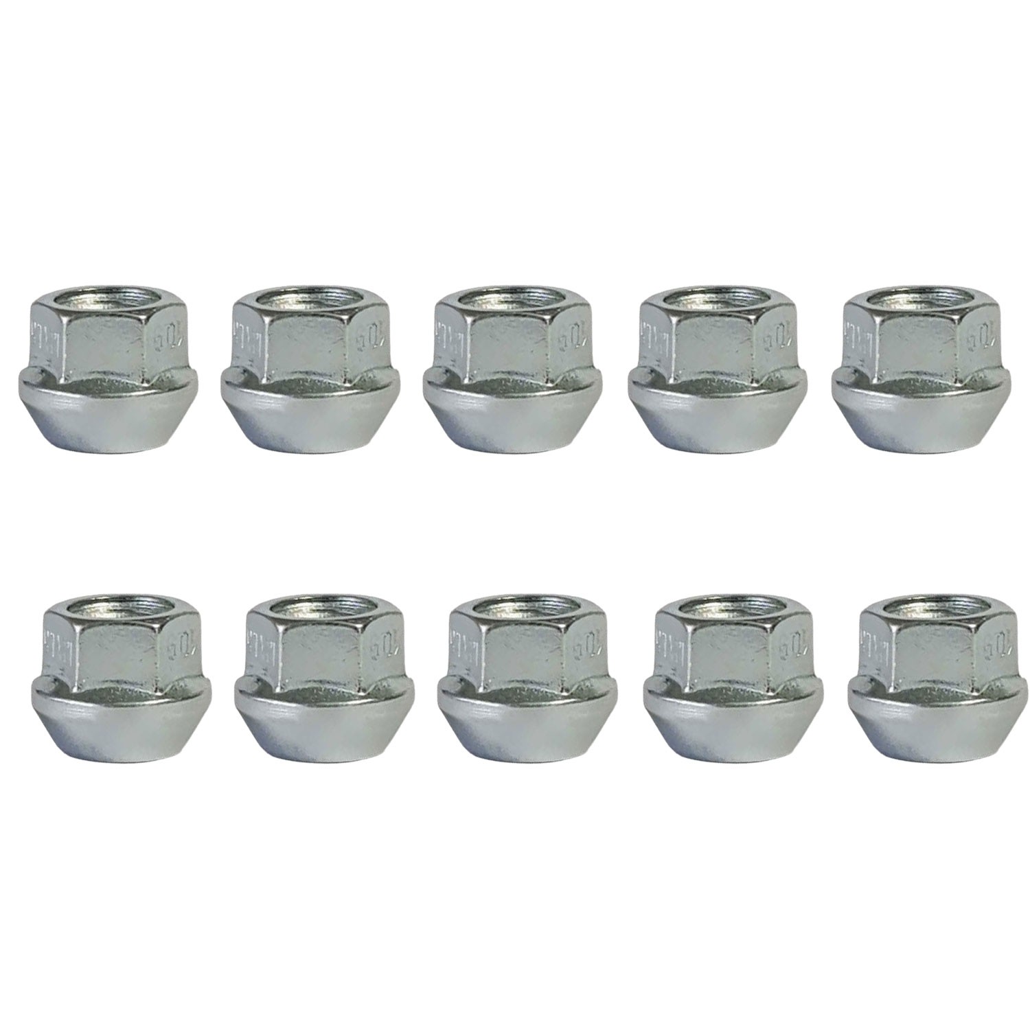 10 Wheel Nuts tapered 60° M12x1,25 mm silver for Smart Forfour 1 454 Lug Nuts