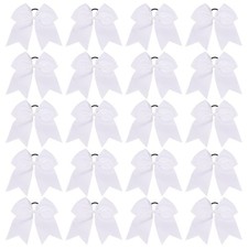 YHXX YLEN 20 PCS 8 Inch Cheer Hair Bows Large Cheerleading Big Hair Bows White