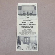 Vtg Original Mills County Historical Museum Brochure Pamphlet Glenwood Iowa 