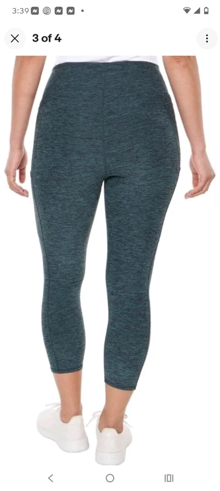 Leggings capri Kirkland Signature para mujer con bolsillos, verdes, L Foto 3 de 3
