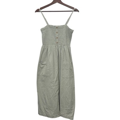 No Comment Mint Green Smocked Button Front Midi Dress Women's Size L