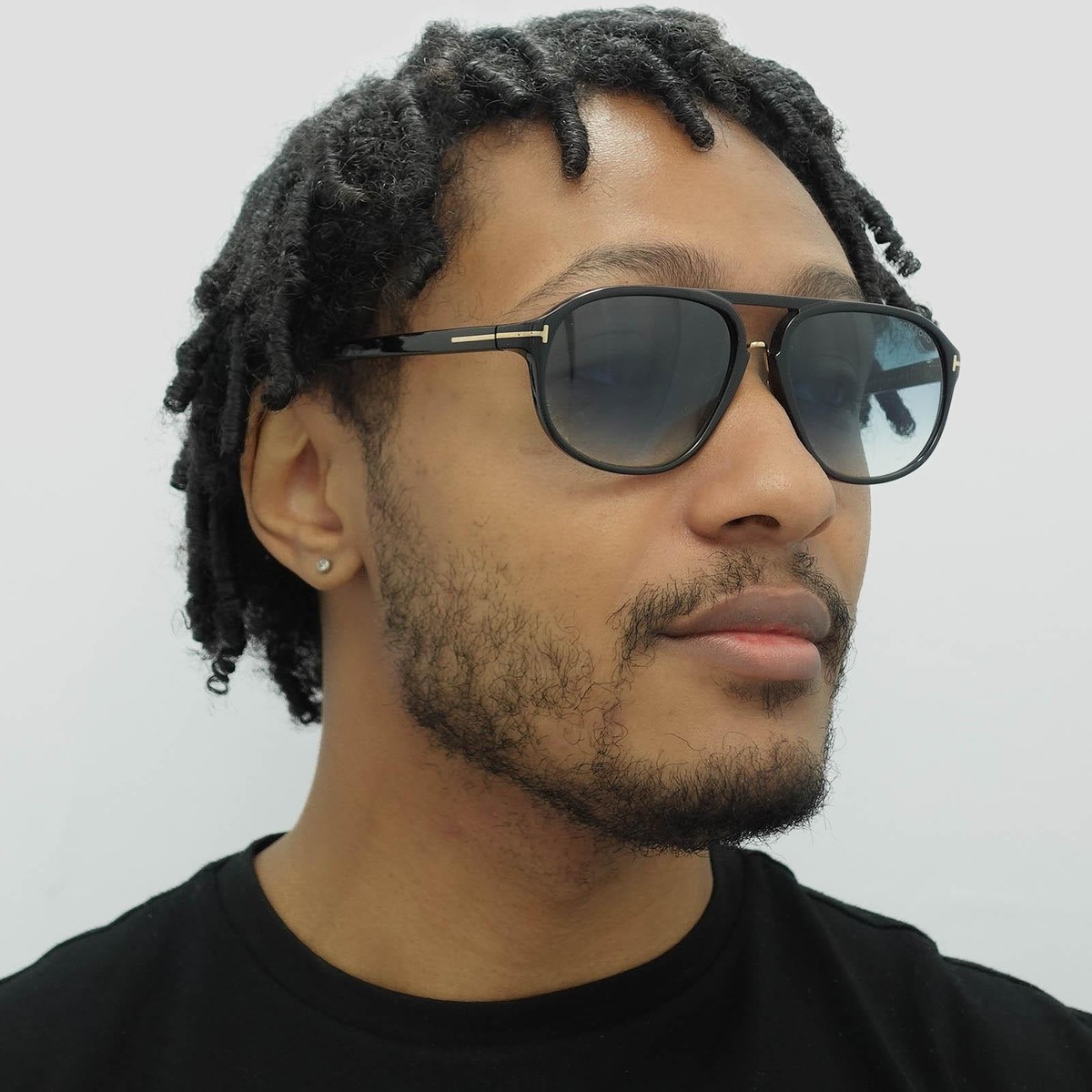 Tom Ford Sunglasses 0447 Jacob 01P Shiny Black Blue Gradient | eBay