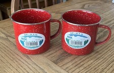 2 GSI Outdoor Red Enamelware 12oz Coffee Beverage Cup Mug