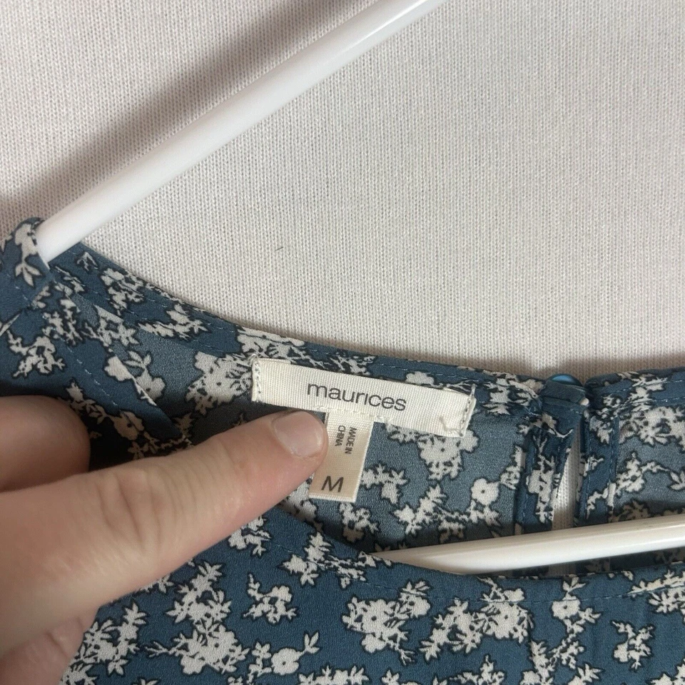 Blusa Top Floral Manga Larga Maurices Para Mujer Azul Medio Cuello Redondo Informal Foto 2 de 4
