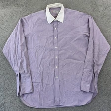 Turnbull & Asser Dress Shirt Mens XL Purple Check Long Sleeve French Cuff Preppy
