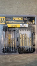DEWALT Impact Ready 23-Pc Pilot Point Titanium Coated Drill Bit Set W/Case NEW