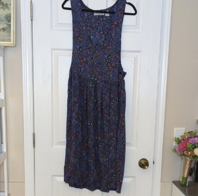 Vintage Kensington Square Blue Paisley Midi Dress - Women's Size Medium, Cottage