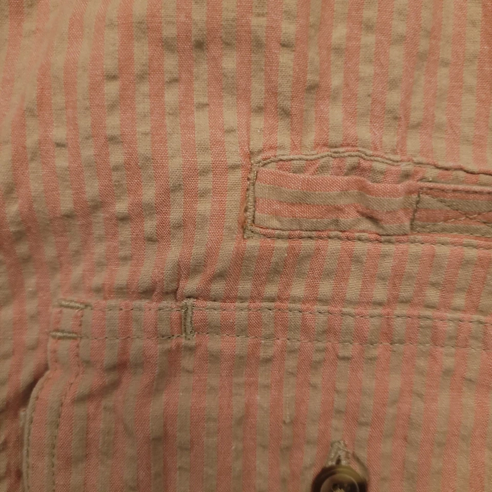 Camisa TravelSmith Para Hombres L Manga Corta Con Botones Campamento de Pesca Melocotón Rayas Foto 3 de 4