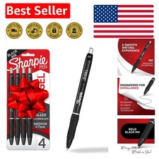 S-Gel Pens, 0.7mm Black Ink - No Smear, 4 Count for Effortless Writing