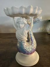 Bath & Body Works Iridescent MERMAID Seashell Pedestal 3 Wick Candle Holder