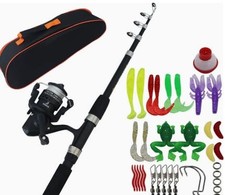 Kit de Pêche pour Enfants, Canne Télescopique en Fibre de Carbone de 1,5 m
