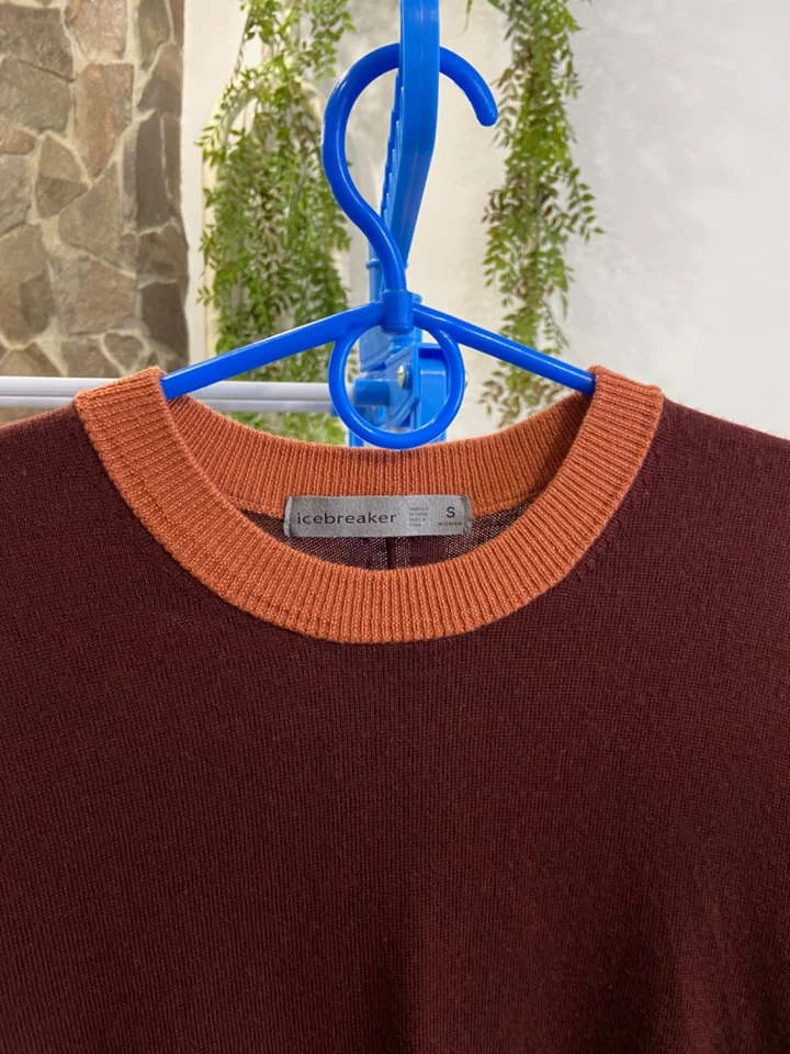 Icebreaker 100% шерсти бордовый вязаный Crewneck длинным рукавом женский свитер размер S - Изображение 3 из 4