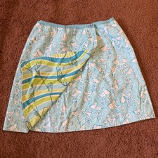 Vintage Lilly Pulitzer Reversible Girls Skirt Size 7 Blue Green Fish Bird Design