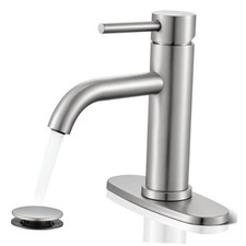 Bathroom Faucet, Single Hole Bathroom Sink Faucet  Modern Brushed Nickel