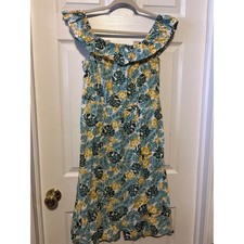 LOFT Beach Tropical Floral Ruffle Off The Shoulder Midi Dress Size 4 1466