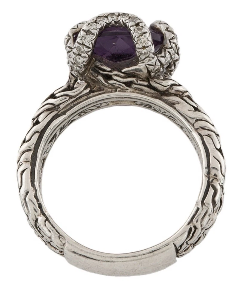 Anillo tejido con cable de amatista John Hardy tamaño 6 con detalles de diamante ¡Hermoso! Foto 4 de 4