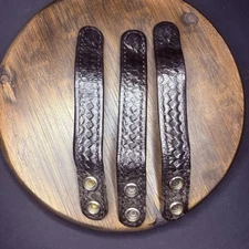 Duty Belt Keepers (3) Leather Black Basket Weave With Hidden Double Snaps