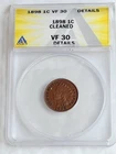 1898 Indian Head Cent VF30 ANACS Cleaned but a pretty Coin