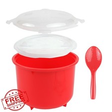 Microwave Rice Cooker Steamer 10 Cup BPA-Free Dishwasher Safe