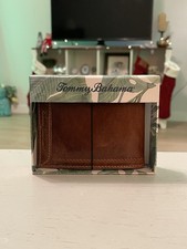 Tommy Bahama Men's Bi Fold Tan Leather Wallet Card Case Brown Marlin Emboss NIB