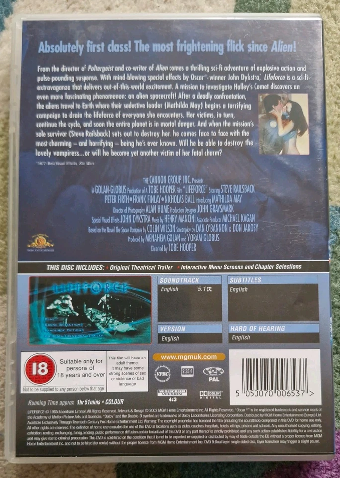 Lifeforce (DVD, 1985) - Image 2 of 3