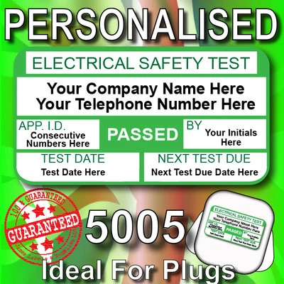 JAMES LABELS 5005 PAT Test Labels Stickers For Plugs Personalised - BEST ON EBAY!