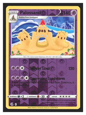palossand pokemon card Fusion Strike 126/264 Reverse Holo Rare RarityUncommon Hit Points150 HP Colorless Palossand ex 091/191 - Surging