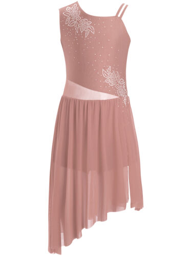 Kids Girls Dresses Asymmetrical Dress Photo Props Leotard Dance Unitard Modern - Picture 16 of 49