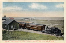 Nantucket MA Sconset Railroad Train Station 1921   Vintage Color Postcard COPY