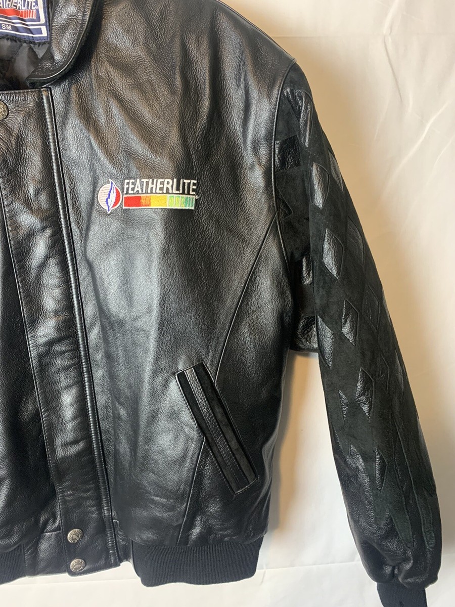 Vintage NASCAR Racing Checkered Flag Men's Small Leather Black