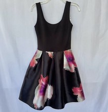Women’s Teeze Me Size 9 Black Floral Flare Dress Prom Dress Pink Sleeveless