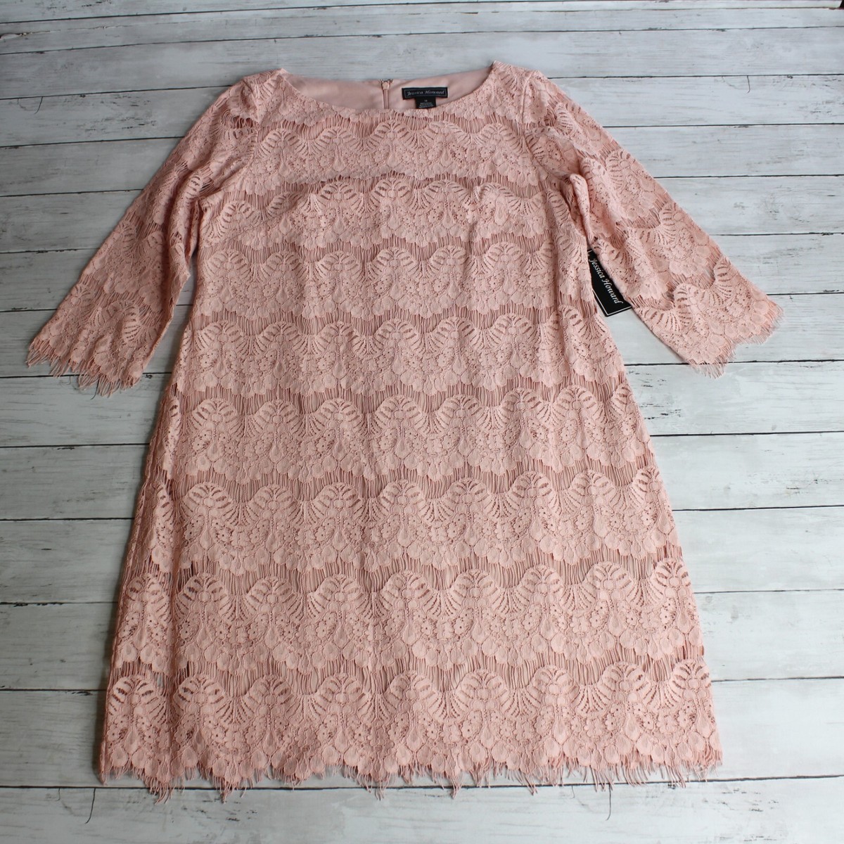 jessica howard pink lace dress Jessica Howard Blouson Dress 1 4W Hot Pink Lace Cut Out Lined, Stretchy NWT  (74)