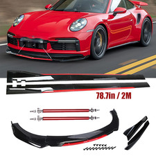 For Porsche 911 Carrera Gt Car Front Bumper Lip Spoiler Splitter Glossy Black