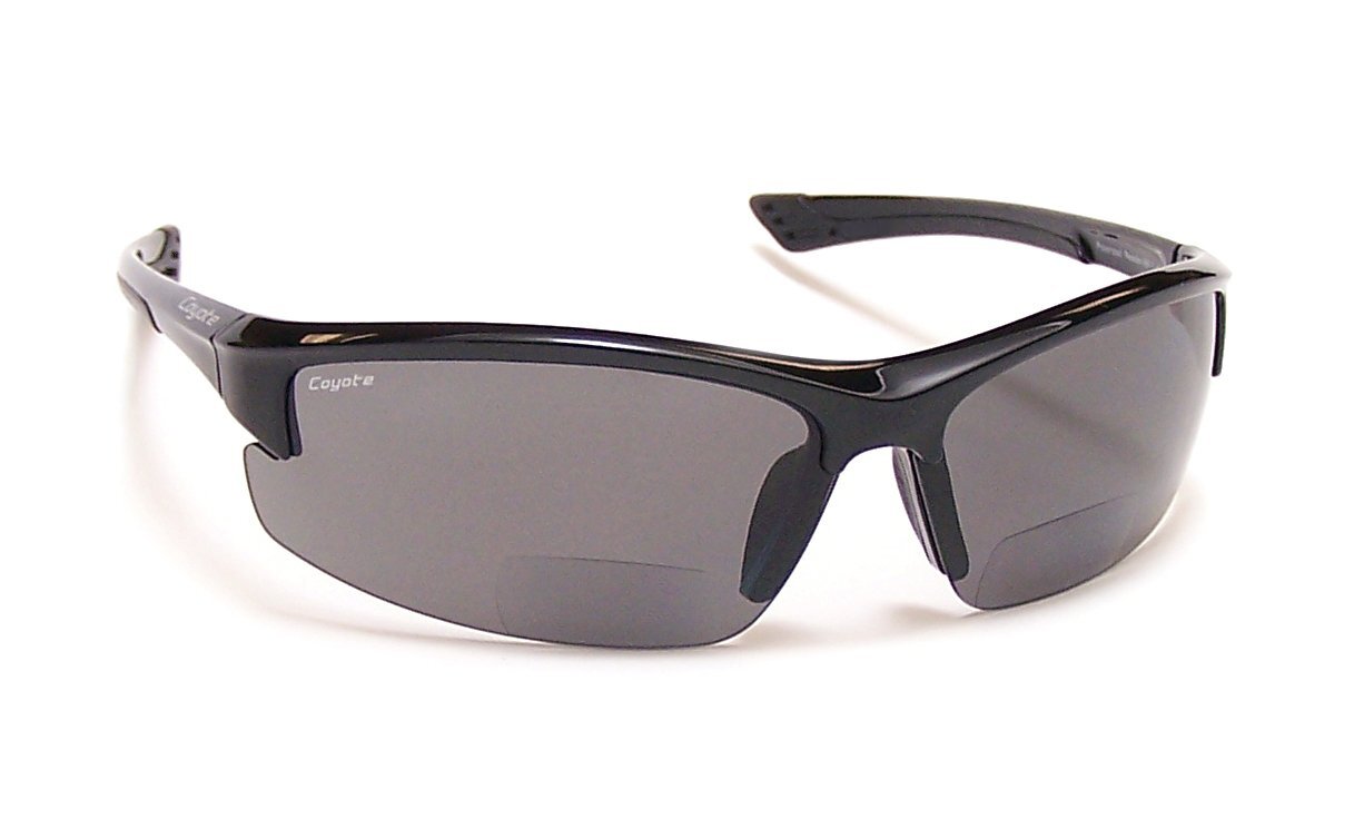 Coyote BP-7 Polarized Bifocal +2.00 Readers Sunglasses Black Grey Frame