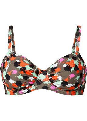 BPC Bikini Oberteil Push Up Bügel Bademode Print oliv Cup C E 928701 905848
